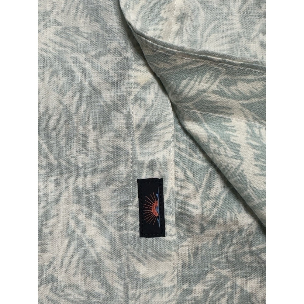 Faherty The Breeze Short Sleeve Sleeve Sky Foliage Leaves Linen Blend Shirt Sz M - Picture 8 of 10